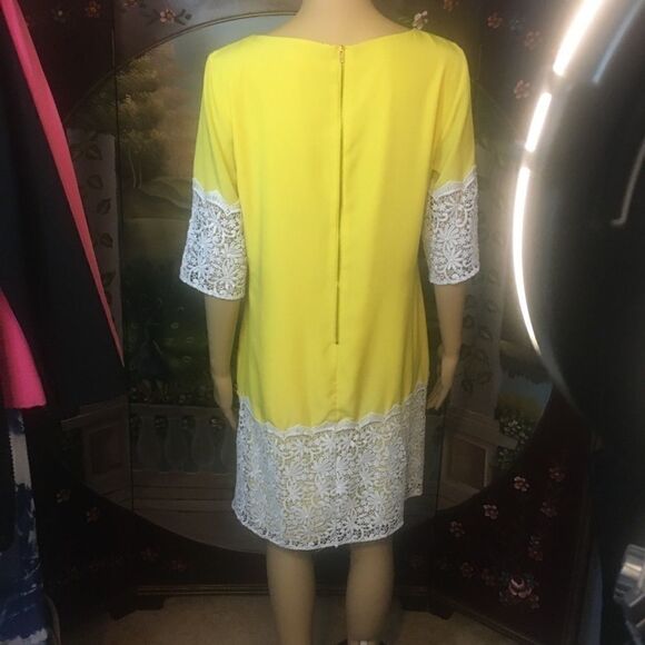 Gianni Bini Sheath Dress Yellow with Lace - Picture 9 of 10